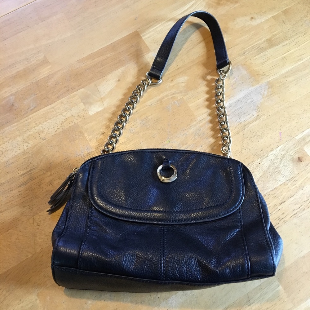 B. Makowski Black Leather Hobo Shoulder Bag